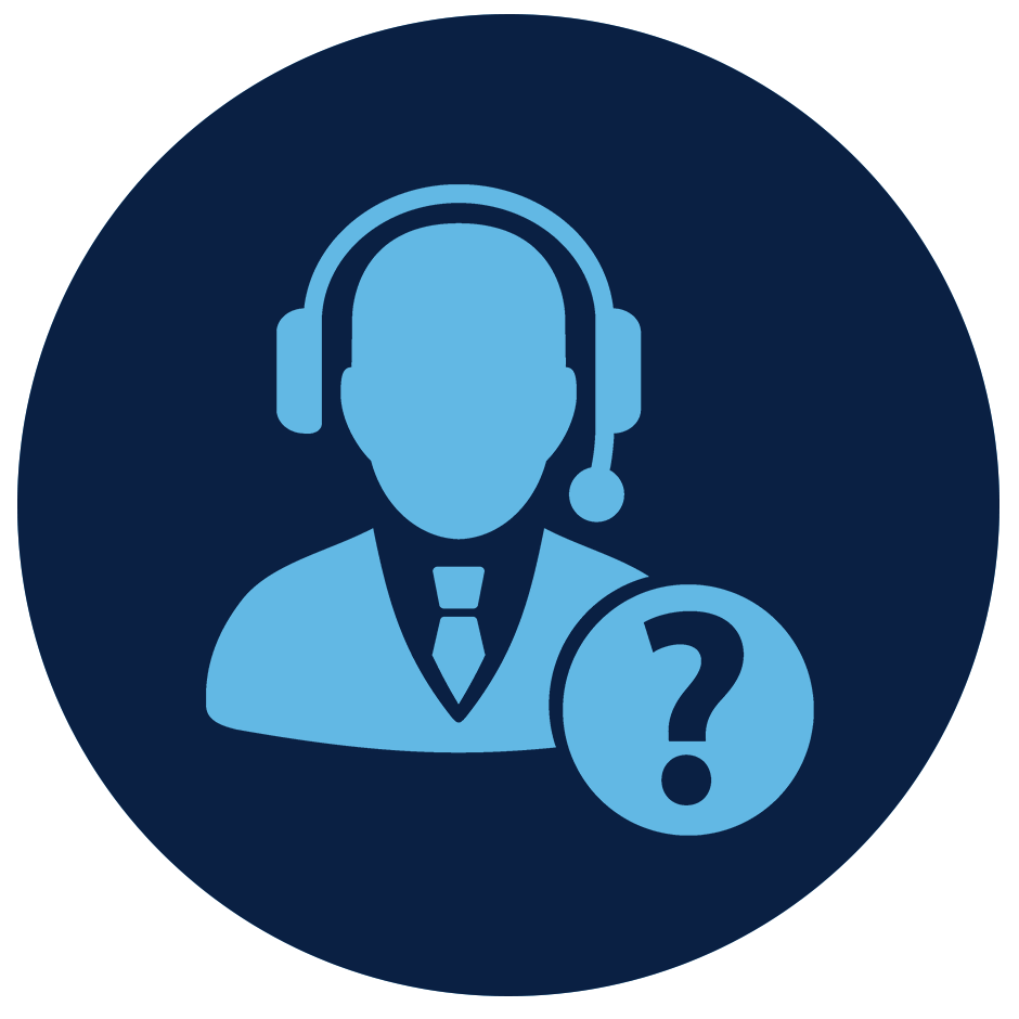 A graphic featuring an icon of a person with a headset and a question mark, visually representing a customer support or help desk team. The image serves as a call to action, prompting users to contact the dedicated support team for any questions, concerns, or assistance. It is used to direct visitors to the "Contact Us" section of the website.